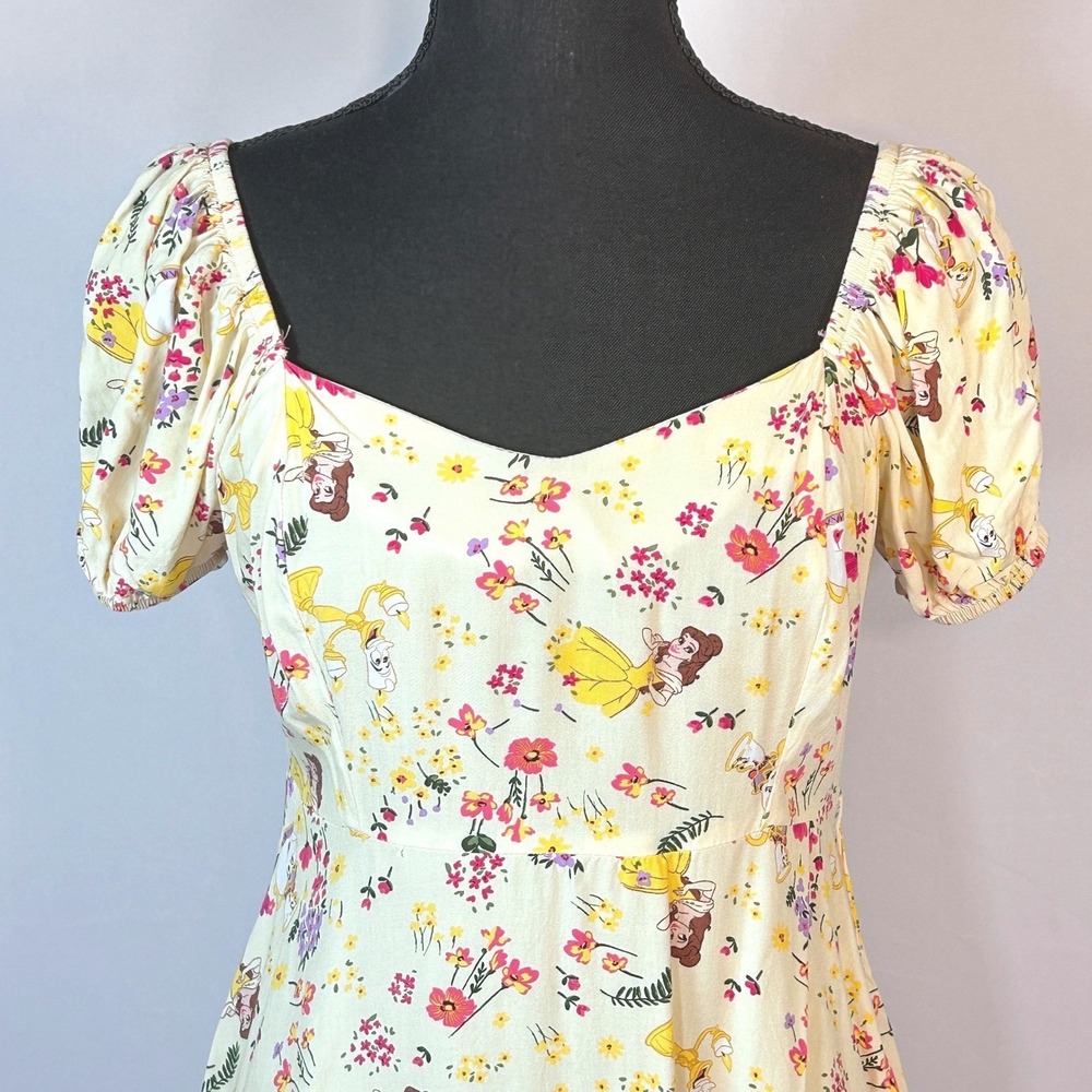 Disney Princess Milkmaid Derby Dress Beauty and the Beast Fit Flare Puff Sleeve - Picture 3 of 10